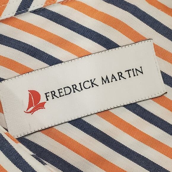 FREDRICK MARTIN Shirt Mens Large Button Up Plaid Long Sleeve Orange Blue Auburn? - Picture 4 of 10
